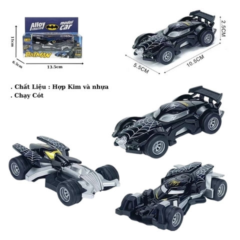Mô Hình 3 loại xe batman , chất liệu hợp kim và nhựa - Dài 10.5cm - rộng 5.5cm - cao 2.5cm - SKU : oto-YM968792