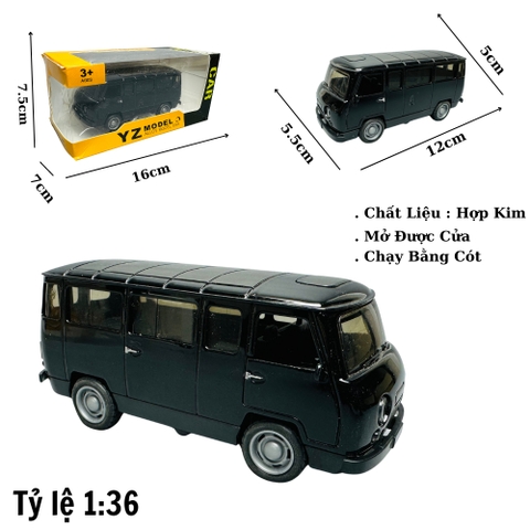 Mô Hình xe uaz đen tỉ lệ 1:36 Hợp kim có thể mở cửa - bánh sau chạy cót - Dài 12cm - rộng 5.5cm - cao 5cm nặng : 200gram - FULL BOX : box màu -SKU : oto182 ( VAT : 003-01-35 ) - K66-T2-S3