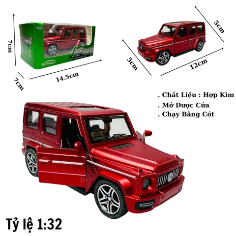 Mô Hình xe Jeep đỏ tỉ lệ 1:32 Hợp kim có thể mở cửa - bánh sau chạy cót - Dài 11.5cm - rộng 5cm - cao 5cm nặng : 200gram - FULL BOX : box màu SKU : oto208