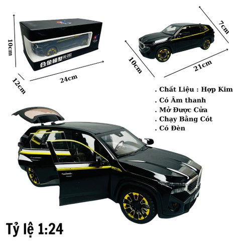 Mô Hình xe bmw đen vạc vàng 1:24 Hợp kim - Có tiếng - đèn pha sáng - Chạy cót - Dài 22cm - rộng 9cm - cao 7cm - nặng ~ 1000gram - FULL BOX : box màu SKU : oto255 - ( VAT 003-01-180 ) - K73-T5-S12