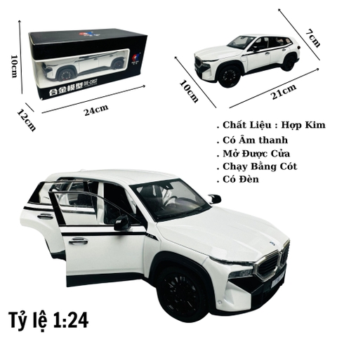 Mô Hình xe bmw trắng 1:24 Hợp kim - Có tiếng - đèn pha sáng - Chạy cót - Dài 22cm - rộng 9cm - cao 7cm - nặng ~ 1000gram - FULL BOX : box màu SKU : oto256 - ( VAT : 003-01-180 ) - K68-T5-S3