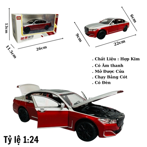 Mô Hình xe bmw đỏ trắng tỉ lệ 1:24 Hợp kim có thể mở cửa - bánh sau chạy cót - Dài 22cm - rộng 9cm - cao 6cm - nặng : 1000gram - FULL BOX : box màu SKU : oto290 - ( VAT 003-01-180 ) - K65-T4-S1