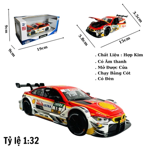 Mô Hình xe BMW đua đỏ trắng tỉ lệ 1:32 Hợp kim có thể mở cửa - bánh sau chạy cót - Dài 15cm - cao 3.5cm - nặng 500gram - Figure Oto - FULL BOX : box màu - SKU : oto386 - (VAT: 003-01-150) - K67-T5-S11
