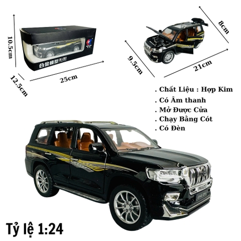 Mô Hình xe Landcruiser prado đen tỉ lệ 1:24 Hợp kim có thể mở cửa - bánh sau chạy cót - Dài 21cm - cao 8cm - nặng 1000gram - Figure Oto - FULL BOX : box màu - SKU : oto396 - ( VAT : 003-01-180) -K66-T3-S6