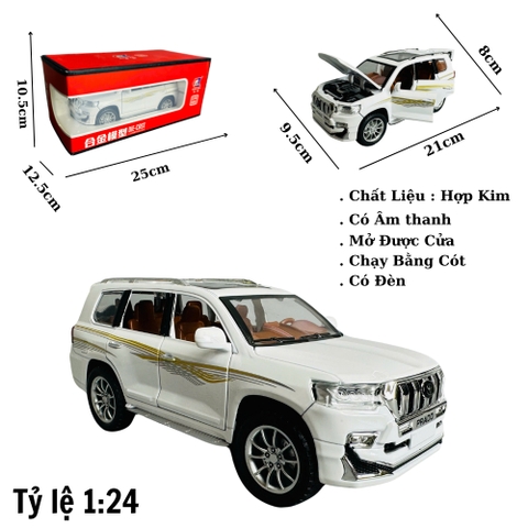 Mô Hình xe Landcruiser prado trắng tỉ lệ 1:24 Hợp kim có thể mở cửa - bánh sau chạy cót - Dài 21cm - cao 8cm - nặng 1000gram - Figure Oto - FULL BOX : box màu - SKU : oto397 - ( VAT : 003-01-180 ) - K66-T3-S5