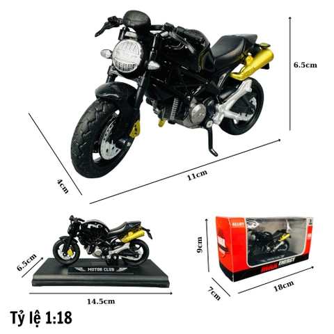 Mô Hình xe máy Đen Bô Vàng 1:18 Hợp kim - Dài 11cm - rộng 4cm - cao 6.5cm - nặng ~ 300gram - FULL BOX : box màu SKU : oto423 - K70-T1-S11