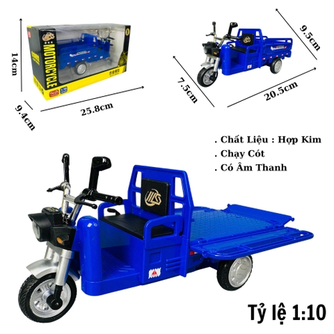 Mô Hình xe ba gác xanh tỉ lệ 1:10 Hợp kim có thể mở cửa - bánh sau chạy cót - Âm Thanh - Dài 20.5cm - rộng 7.5cm - cao 9.5cm - nặng : 500gram - FULL BOX : box màu SKU : oto442 - ( VAT : DC007 )- K63-T5-S2