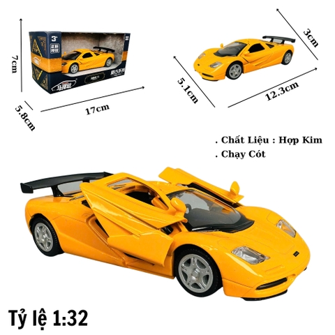 Mô Hình xe mclaren f1 cam tỉ lệ 1:32 Hợp kim có thể mở cửa - bánh sau chạy cót - Dài 12cm - rộng 5cm - cao 3cm - nặng : 300gram - FULL BOX : box màu SKU : oto446 -( VAT 003-97 )- K70-T4-S4