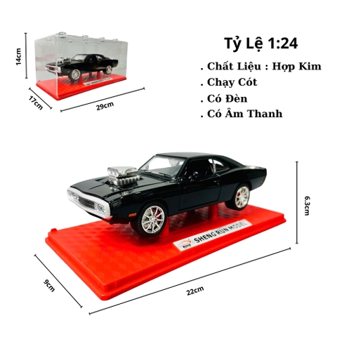 Mô Hình Xe đua đen tỉ lệ 1:24 Hợp kim có thể mở cửa - Âm thanh Đèn - Dài 22cm - rộng 9cm - cao 6.3cm - nặng : 800gram - FULL BOX : box màu SKU : oto473j -  K55-T3-S9