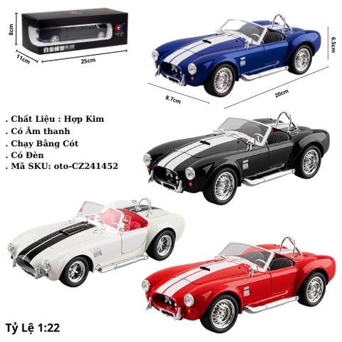 Mô Hình Xe đua cổ mui trần màu xanh tỉ lệ 1:22 Hợp kim có thể mở cửa - bánh sau chạy cót - Dài 20cm - rộng 9cm - cao 6.5cm - nặng : 800gram - FULL BOX : box màu SKU : oto-CZ241452 - (VAT: 003-01-180)
