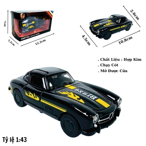 Mô Hình Oto mẹc cổ đua màu đen . tỉ lệ 1:43 - Chạy Cót - Dài 10.8cm - rộng 4.5cm - cao 2.6cm - nặng : 200gram - FULL BOX . SKU : oto506a - 4362A - K53-T4-S6