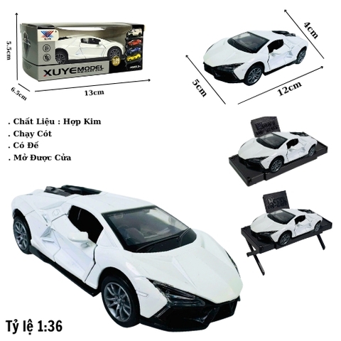 Mô Hình Oto lambogini sian Trắng . tỉ lệ 1:36 - Chạy Cót - Có Kèm Đế - Dài 12cm - rộng 5cm - cao 4cm - nặng : 400gram - FULL BOX . SKU : oto523c - K114A77 - K53-T2-S6