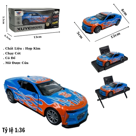 Mô Hình Oto Đua xanh họa tiết lửa . tỉ lệ 1:36 - Chạy Cót - Có Kèm Đế - Dài 12cm - rộng 5cm - cao 4cm - nặng : 400gram - FULL BOX . SKU : oto524b - K114A72 - K53-T3-S7