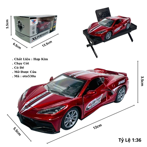 Mô Hình Xe ferari đỏ họa tiết tỉ lệ 1:36 Hợp kim có thể mở cửa - bánh sau chạy cót - Dài 12.5cm - rộng 5.5cm - cao 3.5cm - nặng : 300gram - FULL BOX : box màu SKU : oto530a - K52-T2-S4