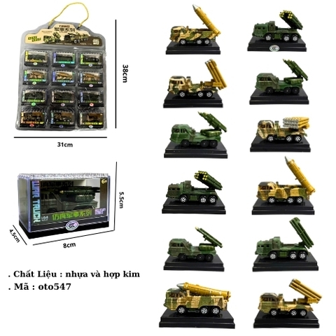 Mô Hình 1 vỉ 12 Xe Quân Sự kèm khay đựng - Cao 5.5cm - Ngang 8cm - Rộng 4.5cm  - Vỉ Nhựa SKU : oto547
