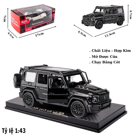 Mô Hình Xe Mẹc g63 màu đen tỉ lệ 1:43 Hợp kim có thể mở cửa - bánh sau chạy cót - Dài 11.4cm - rộng 4.5cm - cao 4.7cm - FULL BOX : box màu SKU : oto552j - (VAT: 003-01-35) - K54-T2-S7