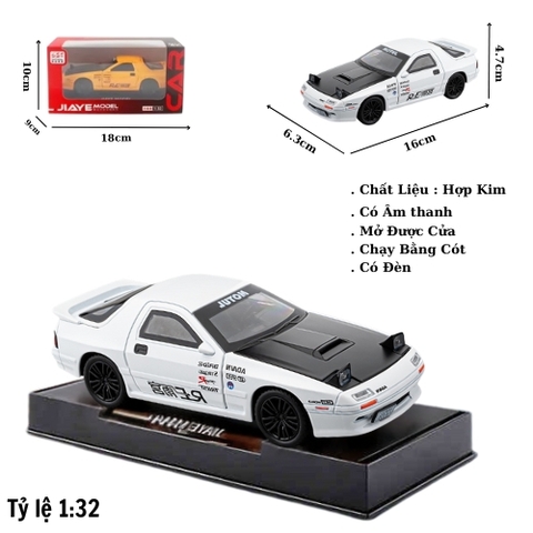 Mô Hình Xe Mazda RX-7 Màu Trắng , tỉ lệ 1:32 Hợp kim có thể mở cửa - bánh sau chạy cót - Dài 16cm - rộng 6.3cm - cao 4.7cm - FULL BOX : box màu SKU : oto554b - ( VAT : 003-01-130 )- K51-T3-S2