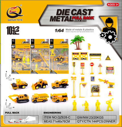 xe công trường + tiểu cảnh - SKU : oto-QZ628-C - ( Vat : 003-03-30 )