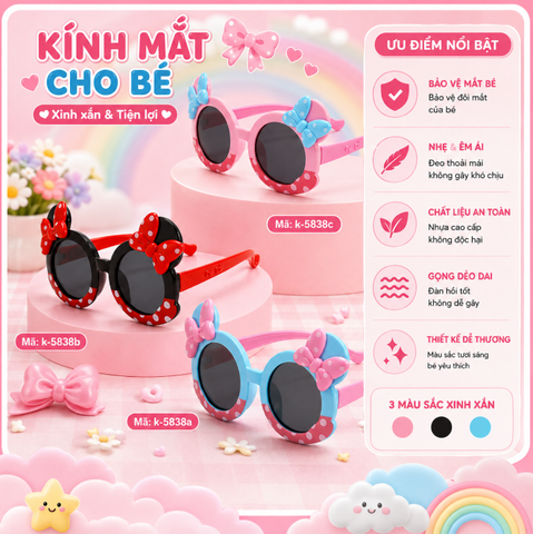 Kính mắt trẻ em dễ thương - SKU :  K-5838 - (VAT: 012-01-45*)