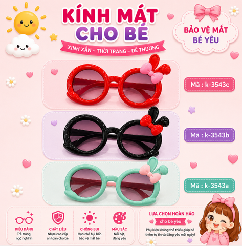 Kính mắt trẻ em dễ thương - SKU :  K-3543 - (VAT: 012-01-13*)