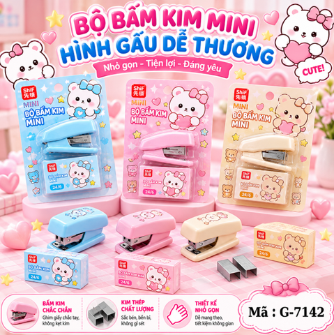 Dụng cụ bấm ghim mini tặng kèm hộp ghim - SKU: G-7142 - (VAT: 111-03-9 ) - K27-T3-S5