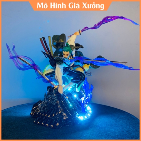 Mô hình Zoro wano trên mái nhà chế led cao 16cm - One Piece - Có Hộp Màu