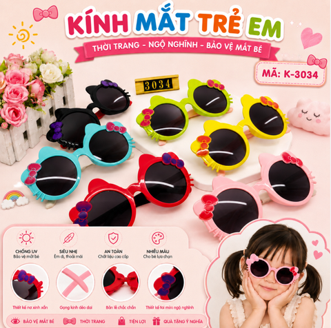 Kính mắt trẻ em dễ thương - SKU :  K-3034 - (VAT: 2012-01-6) - K1-T4-S9