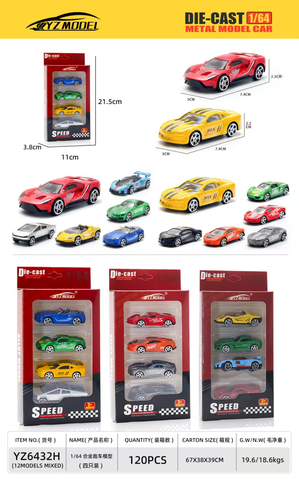 Mô Hình Xe Tổng Hợp tỉ lệ 1:64 - Cao 21cm- Ngang 11cm ( Giá 1 xe - 4 xe 1 vỉ - đặt số lượng 4 ) - Box Màu - SKU : oto-YZ6432H - ( Vat DCM473-10 )