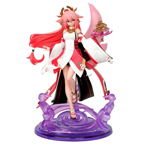 Hàng Cao Cấp - Mô Hình Genshin Impact Yae Miko chiến đấu  Cao 25cm - nặng  1kg  - FULL BOX + vũ khí cầm tay + 1 đuôi cáo - Figure  Genshin Impact - Có Hộp màu