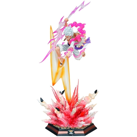 Mô Hình OnePiece Luffy nika gear 5 nika trắng trạng thái chiến đấu tay cầm vũ khí Cao 46cm - rộng 20 - nặng 1kg9 + FULL BOX + Phụ kiện Tia sét + LED + Ổ nguồn led , Figure OnePiece - có vỏ hộp màu - N1-K31-T5-S2