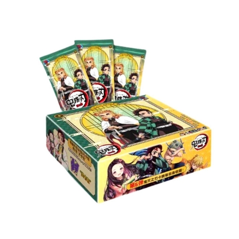 Pack anime kimetsu no yaiba Vàng - 1 Hộp - 36 PACK -  Mỗi pack có 5 thẻ  + 1 Pack Đặc Biệt . Dài 13cm Rộng 14cm Nặng 400g - Hộp màu