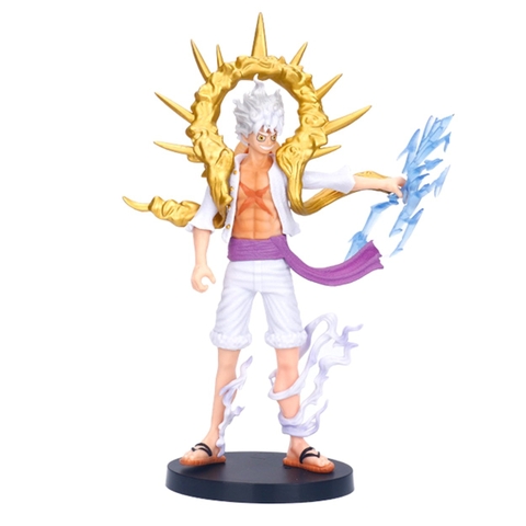 Sỉ Thùng - giá 85k / sản phẩm , Mã 5148C - số lượng 50 - Mô hình OnePiece Luffy Gear 5 Nika trắng vòng vàng Cao 28cm bản có vũ khí cầm tay - One Piece - Có Hộp Màu