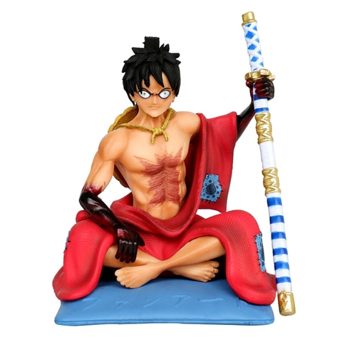 Mô Hình OnePiece Luffy Wano ngồi cầm kiếm - 10cm - rộng 8cm - nặng 180gram - Phụ kiện : kiếm + Đế - Figure OnePiece - Có Hộp
