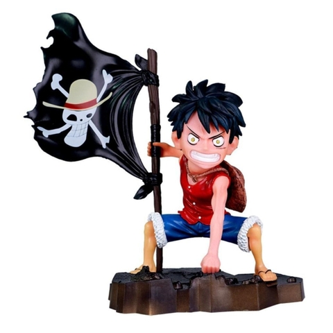 Mô Hình OnePiece Luffy cầm cờ bang siêu chất cao 18cm nặng 300g , Figure OnePiece - no box - bọc túi opp - N1-K37-T1-S2
