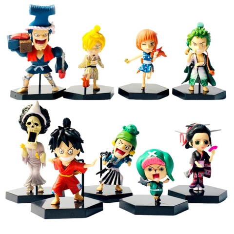 Mô hình OnePiece Bộ 9 nhân vật One Piece chibi - Cao 7-14cm - nặng 500Gram - Figure OnePiece - No Box