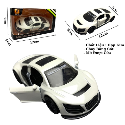 Mô Hình xe AUDI Màu trắng tỉ lệ 1:43 Hợp kim có thể mở cửa - bánh sau chạy cót - Dài 11cm - cao 3cm - nặng 200gram - Figure Oto - FULL BOX : box màu - SKU : oto21 số 7