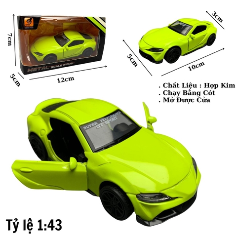 Mô Hình xe Toyota Supra xanh nõn chuối tỉ lệ 1:43 Hợp kim có thể mở cửa - bánh sau chạy cót - Dài 10cm - cao 3cm - nặng 200gram - Figure Oto - FULL BOX :