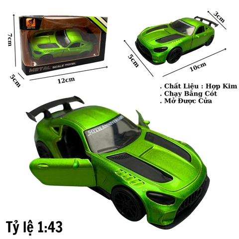 Mô Hình xe Mercedes AMG GTR Màu Xanh Lá Cây tỉ lệ 1:43 Hợp kim có thể mở cửa - bánh sau chạy cót - Dài 10cm - cao 3cm - nặng 200gram - Figure Oto - FULL BOX : box màu