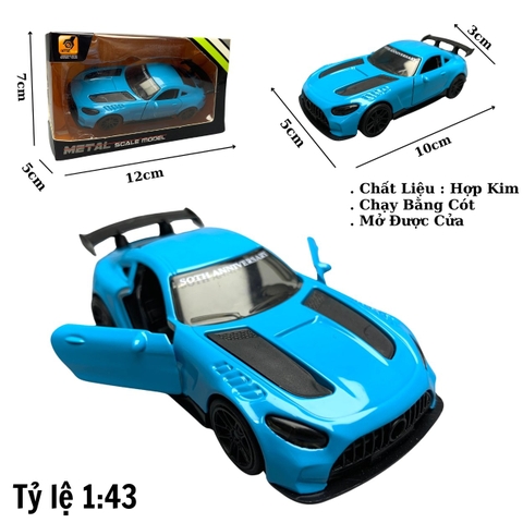 Mô Hình xe Mercedes AMG GTR Màu Xanh trời tỉ lệ 1:43 Hợp kim có thể mở cửa - bánh sau chạy cót - Dài 10cm - cao 3cm - nặng 200gram - Figure Oto - FULL BOX : box màu