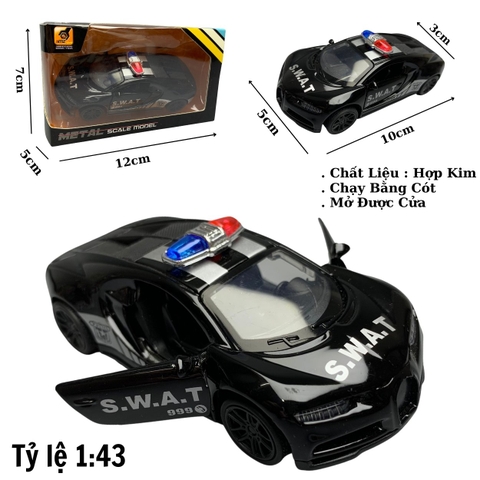 Mô Hình xe police  Bugatti Chiron tỉ lệ 1:43 Hợp kim có thể mở cửa - bánh sau chạy cót - Dài 10cm - cao 3cm - nặng 200gram - Figure Oto - FULL BOX : box màu - SKU : oto7 số 10