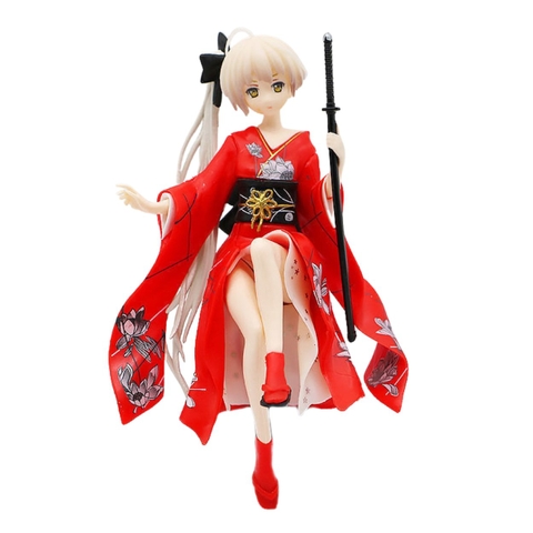 Mô Hình Kasugano Sora váy kimono Đỏ - Cao 9cm - nặng 100gram - Phụ kiện : 1 đế + 1 tay cầm quạt + 1 tay cầm kiếm + Miếng dán - Figure Kasugano Sora - No Box