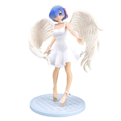 Mô Hình RE:ZERO Rem Thiên thần váy trắng - Cao 21cm - ngang 12cm - nặng 200gram  - Figure RE:ZERO - no box N1-K43-T2-S2
