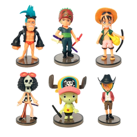 Mô hình OnePiece Bộ chibi 6 nhân vật One Piece - Cao 5-7cm - nặng 169gram - Phụ kiện : Đế- Figure OnePiece - No Box - N3-K41-T2-S2