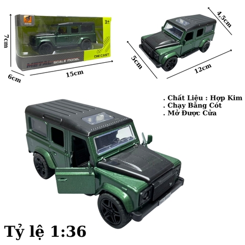Mô Hình xe Mẹc JEEP màu Xanh lá cây - tỉ lệ 1:36 Hợp kim có thể mở cửa - bánh sau chạy cót - Dài 12cm - rộng 5cm - cao 5cm nặng : 200gram - FULL BOX : box màu n3-k11-t3-s2