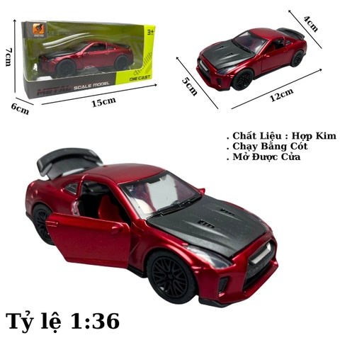 Mô Hình xe Nissan màu Đỏ Đen - tỉ lệ 1:36 Hợp kim có thể mở cửa - bánh sau chạy cót - Dài 12cm - rộng 5cm - cao 4cm nặng : 200gram - FULL BOX : box màu