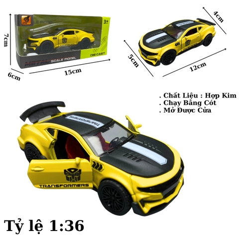 Mô Hình xe Chevrolet màu vàng tỉ lệ 1:36 Hợp kim có thể mở cửa - bánh sau chạy cót - Dài 12cm - rộng 5cm - cao 4cm nặng : 200gram - FULL BOX : box màu
