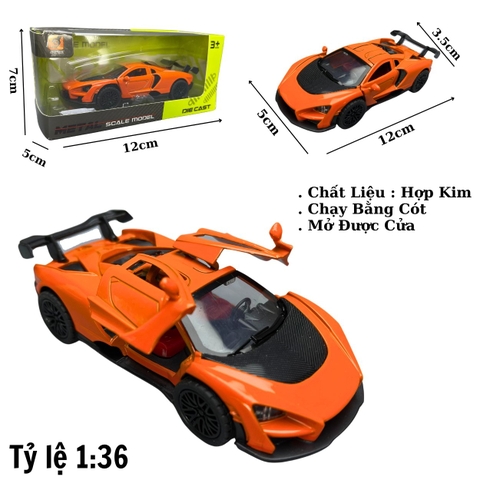 Mô Hình xe mclaren màu cam - tỉ lệ 1:36 Hợp kim có thể mở cửa - bánh sau chạy cót - Dài 12cm - rộng 5cm - cao 3.5cm - nặng : 200gram - FULL BOX : box màu