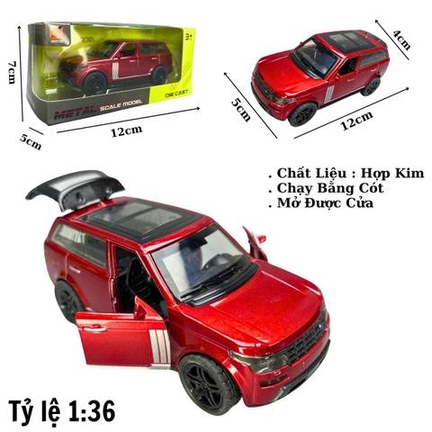 Mô Hình xe Range Rover màu đỏ - tỉ lệ 1:36 Hợp kim có thể mở cửa - bánh sau chạy cót - Dài 12cm - rộng 5cm - cao 4cm - nặng : 200gram - FULL BOX : box màu