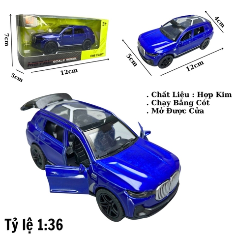 Mô Hình xe BMW X7 màu xanh trời - tỉ lệ 1:36 Hợp kim có thể mở cửa - bánh sau chạy cót - Dài 12cm - rộng 5cm - cao 4cm - nặng : 200gram - FULL BOX : box màu - OTO73 - N3-K3-T4-S3