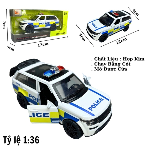 Mô Hình xe Range Rover Police màu trắng - tỉ lệ 1:36 Hợp kim có thể mở cửa - bánh sau chạy cót - Dài 12cm - rộng 5cm - cao 4cm - nặng : 200gram - FULL BOX : box màu